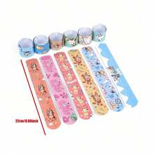 Bluey 12pcs/Set Cartoon Clapping Bracelets, 12 Unique Designs, Fun Party Favors And Holiday Decorations, Suitable For Birthday Parties, Events And Celebrations, Colorful Clapping Bracelets With Cute Patterns, Party Fillers, Carnival Toys - Multicolor - View 1