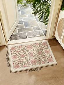 1pc Pink Floral Print Living Room Rug, Suitable For Kitchen, Dining Room, Bedroom, Room Holiday Decor, Indoor/Outdoor, Office, Lobby, Non-Slip Doormat, Bathroom Rug, Hallway, Study, Gaming Area - Pink - View 19
