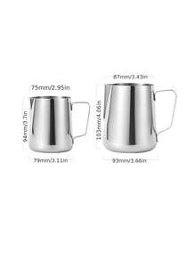 Coffee Latte Art Pitcher, Milk Frothing Cup, Stainless Steel Milk Pitcher With Scale Line, Silver, 11.83oz Or 20.29oz, Suitable For Milk Foam And Coffee, Ideal For Home Or Cafe Use, Reusable And Versatile - Multicolor - View 9