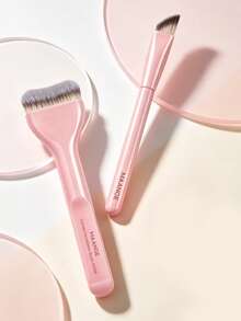 MAANGE 3pcs Makeup Tool Set Including 2 Face Makeup Brushes (Foundation Brush, Highlighter Brush) + 1 Makeup Sponge, Gift For Women And Girls, Travel Makeup Brush Set/Accessories - Pink - View 13