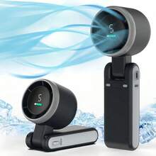 3合1可攜式渦輪風扇，5段風速，3600mAh (1800mAh*2) 可充電鋰電池，USB充電，適合旅行、戶外與室內使用的口袋風扇 - 手持、桌上、掛頸、旅行風扇 | 現代美學 - 彩色 - 查看 12