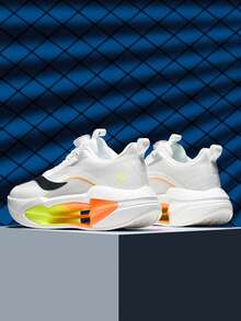 Chaussures de course pour hommes, chaussures de tennis à semelle fine et légère, semelle antidérapante confortable et rembourrée, convient pour le fitness en intérieur, la course, l'entraînement de tennis - Blanc - Voir 2