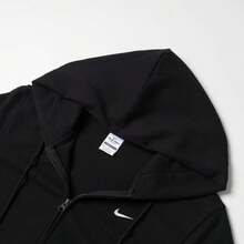Nike Jaket Kasual Wanita Model Baru, Longgar, Bernapas, dan Berkerudung untuk Olahraga - Hitam - View 7