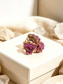 (Batu Alam dan Bentuk Kerang Warna Acak) 1 buah Cincin Wanita Elegan Bergaya dengan Batu Alam Amethyst Citrine dan Bahan Emas Tembaga (Cocok untuk Hadiah Kasual dan Pemakaian Sehari-hari) - Gaya 1 - View 21