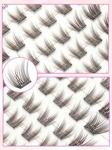 60pcs Black & Brown Self-Adhesive False Eyelash Clusters, Natural Look, DIY Eyelash Extension, Cartoon Style, Easy To Use, Suitable For Beginners, For Home, Travel, Party, Glue-Free False Eyelashes - C - View 6