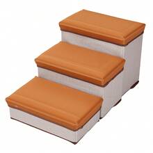 Dog Stairs With Sofa Storage, 3-Step Foldable Pet Stairs With Storage And Non-Slip Surface - Coffee Brown - View 6