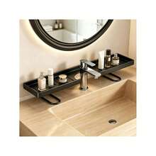 Bathroom Sink Storage Rack, Modern Minimalist Washbasin Organizer, Suitable For Toiletries And Skincare Products, Strong Load-Bearing Capacity, Hollow Design, Suitable For Kitchen Sink And Bathroom Sink - Black - View 9