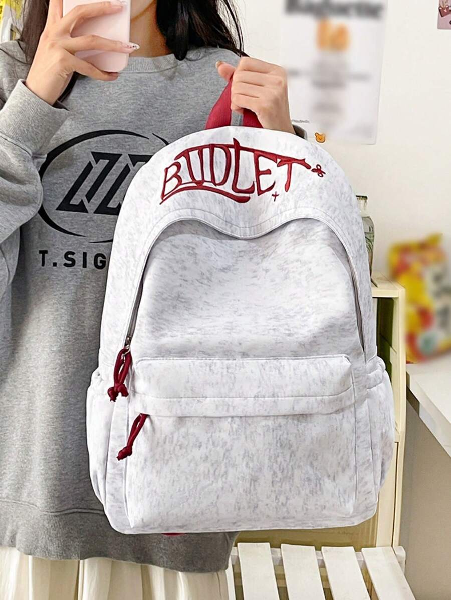 School Backpack Y2K Graffiti Letter Backpack Adjustable Shoulder Strap Wear-Resistant For Campus Casual Outdoor Oxford Backpack - Multicolor - View 1
