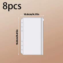 8/16pcs A6 Zipper Transparent Envelopes, Loose-Leaf Binder Pockets, 6-Hole Budget Cash Envelopes Storage Bags, Transparent Zipper Folders Loose-Leaf Bags, For 6-Ring Budget Binders, Waterproof PVC Document Bags Archiving Bags, Reusable Gift Bags, Storage Bags, Document Bags, Receipt Books, Suitable For Home And Office Use, Organization - Sets - View 11