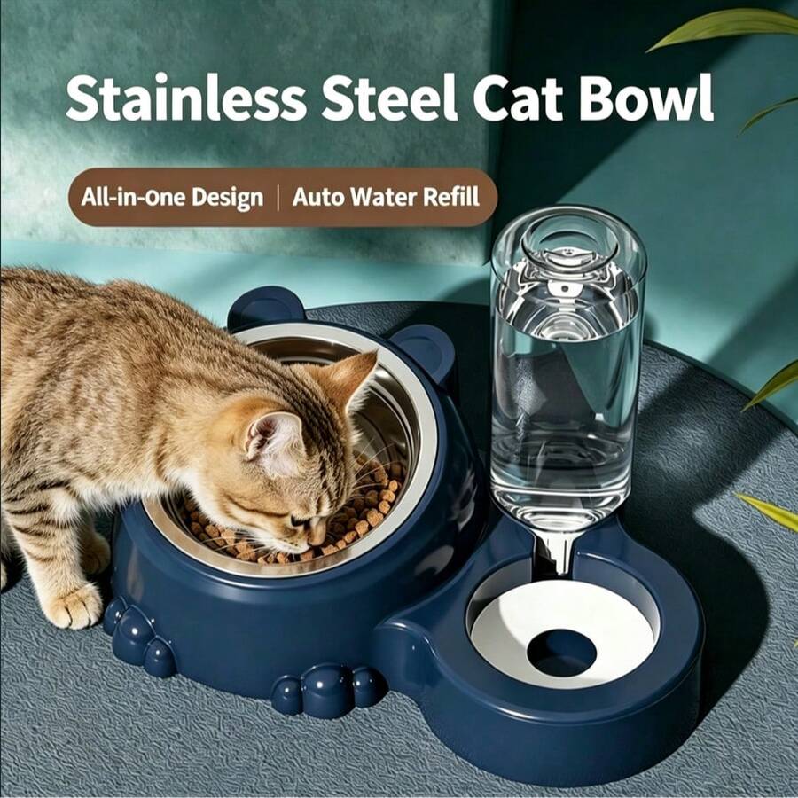 1 Buah Mangkuk Makanan dan Air Otomatis 2-in-1 untuk Kucing dan Anjing, Tempat Makan Hewan Peliharaan, Mencegah Cedera Leher dan Benturan, Tersedia dalam Berbagai Warna, Cocok untuk Anjing dan Kucing Kecil - Kapasitas besar - View 1