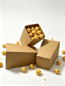 100/48/36/24/1pc White Popcorn Boxes, 2 X 4.5 X 3 Inch Mini Popcorn Boxes, Suitable For Movie Night Decoration, Christmas/Halloween - Brown - View 4