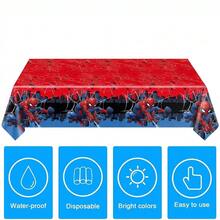 3pcs/1pc Cartoon Character Themed Tablecloth, Christmas Decoration Set, Tablecloth, Party Birthday Celebration Decor, Yard Use, Room Decoration, Perfect For Birthday Parties And Holiday Gatherings. Best Party Gift For Friends And Couples - Multicolor - View 4