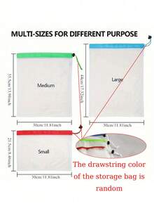 3 White Polyester Drawstring Storage Bags, Transparent Mesh Design, Suitable For Children To Store Blocks And Toys, Convenient For Organizing And Storing Toys. Rope Color Random, Suitable For Back To School Season. - Multicolor - View 5