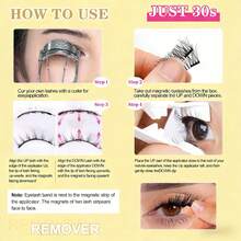 1 Pair Magnetic False Eyelashes, Half-Piece Design, No Glue Needed, Short Magnetic Lashes, Natural Cat Eye Effect, Reusable, Suitable For People With Droopy Eyelids, Suitable For Makeup Bloggers, Suitable For Weddings, Music Festivals And Other Occasions - Black - View 8