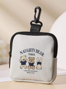 1 buah Dompet Koin Mini Motif Beruang, Penutup Resleting, Kantong Kecil dengan Kait Putar untuk Earphone, Koin, Kunci, dan Barang Kecil Lainnya, Dapat Digantung di Ransel - MultiWarna - View 11