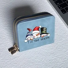 Christmas Print Card Holder Lightweight Fashionable Wallet Suitable For Party For Women Double Zipper Mini Wallet Purse Wallet Card Wallet - Multicolor - View 22