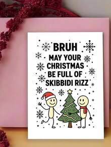 Gen Z Funny Christmas Greeting Card, Slang Xmas Card With Stick Figure And Snowflakes, Humorous Holiday Card For Teens Friends, Meme Style Christmas Gift Card - One Size Fits All - View 3