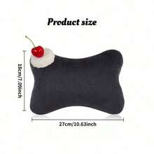 1pc Cherry Cake Shaped Decorative Car Headrest Neck Pillow, Short Plush Material, Ergonomic Design, All Season Use, Women's Car Interior Accessory - Multicolor - View 6
