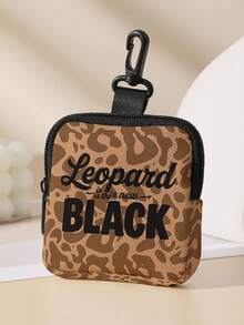 1pc Leopard Print Print Mini Coin Purse,Zipper Closure Small Pouch With Swivel Hook For Earphones Coins Key, Can Hang On Backpack - Multicolor - View 13