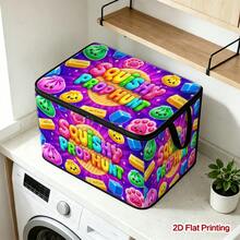 1PC SQUISHY PROP HUNT Colorful Squishy Pattern Under-Bed Storage With Zipper Flip Cover Foldable Storage Box - Suitable For Book Organization, Under-Bed Storage, Car Trunk Storage, Cosmetics, Hair Styling Tools, Toy Storage, Student Back To School Storage, Office, Home Organization, Clothing, Blankets, Daily Items Large Capacity Storage. - A - View 6