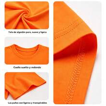 Playera de manga corta para niña, estampado de calabaza con lazo de leopardo, ropa casual para fiesta de Halloween - Naranja - Ver 9