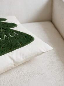 1件米色聖誕樹刺繡枕套,聖誕Falala枕套,適用於室內裝飾,聖誕裝飾,四季通用枕套,不含枕芯 - 米色 - 查看 8