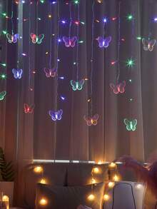 1pc Butterfly Curtain Lights, 3.5m 96 LEDs, 8-Mode Multicolor Flashing Curtain Lights, RGB Suitable For Christmas, Valentine's Day, Wedding, Party, Bedroom, Garden - Controllable Romantic Window Decor Lights USB Curtain Fairy Lights, Christmas Bedroom Bay Window Holiday Atmosphere Lights, Wedding Party Homestay Christmas Tree Decoration Lights, Multicolor Butterfly LED Icicle Curtain Lights, Dreamy Realistic Butterfly Pendant Colorful Lights - M18-butterfly Curtain Lights - View 11