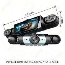 4 Channel 360° Panoramic Dash Cam For Cars, Equipped With Front, Rear & Interior Cameras, Built-In Night Vision, 24H Parking Monitoring & Loop Recording Function, Universal For Most Car With 150mAh Built-In Rechargeable Battery - Dash Cam - View 2
