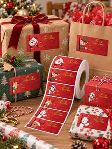1 buah Stiker Label Hadiah Natal Kartun Meriah untuk Dari Kepada, Label Hadiah Liburan, Pembungkus Hadiah, Segel Kotak, Perlengkapan Dekorasi Kemasan Pesta - MultiWarna - View 4