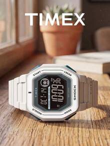 Men's TIMEX Digital Sports Watch, Off-White Resin Strap, Square Display, Shock Resistant, 100M Water Resistant, Timer, Alarm, Outdoor Watch - White - View 4