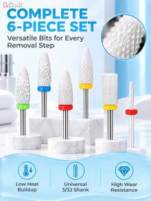 DeDryDS 6pcs Nail Drill Bits Set, Suitable For Nail Enhancement And Foot Care, Electric Nail File, Cone-Shaped Drill Bits For Removing Nail Polish/Gel And Dead Skin - Multicolor - View 5