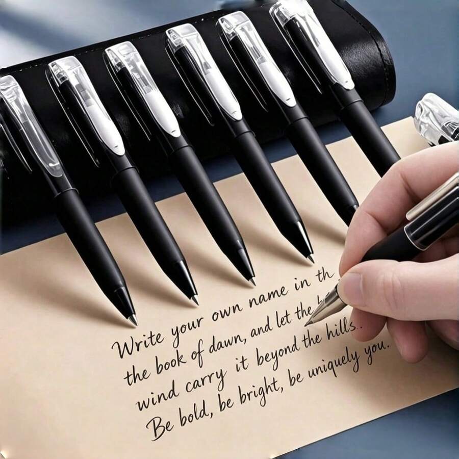 Neutral Ink Business Signature Pen Black Short Portable Mini Water-Based Pocket Pen Stationery Student Neutral Pen - Multicolor - View 1