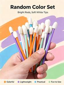 25pcs Single-Head Sponge Eyeshadow Applicators, Multi-Color Multi-Purpose Sponge Sticks For Eyeshadow, Nail Art, Lipstick, Portable Makeup Tools - Multicolor - View 3