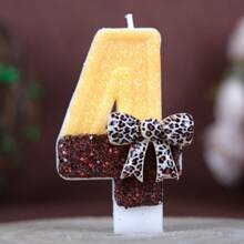 1pc Digital Birthday Candle Leopard Print Bow Cute Girly Atmosphere Color Block Handmade Candle Birthday Party Theme Party Cake Decoration Candle Number Candle - View 10