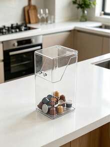 Clear Acrylic Flip‑Lid Dispenser Storage Box, Dust‑Proof Countertop Organizer For Coffee Shop Bar, Suitable For Straws, Coffee Capsules, Desktop Storage Container For Home & Commercial Use - Multicolor - View 9