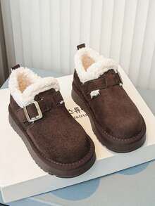 Children's Autumn/Winter Ankle Boots, Plush Thick Lining, Thick Sole, Anti-Slip, Warm Winter Boots For Baby Girls - Brown - View 5