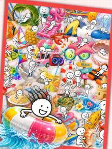 50Pcs Summer Beach Stick‑Figure Sticker Pack, Fun Holiday Ocean Vacation PET Decals, Cute Cartoon Seaside Travel Stickers For Teens Journaling, Scrapbooking, Water Bottle & Laptop DIY Craft Decor - Multicolor - View 1