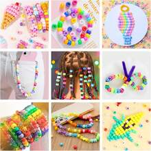 4500 Pieces Rainbow Large Hole Pony Beads, Assorted Color Plastic Beads With Portable Stackable Storage Box, DIY Bracelets Necklaces Keychains Handmade Craft Jewelry Making Supplies - A - View 6