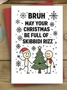 Gen Z Funny Christmas Greeting Card, Slang Xmas Card With Stick Figure And Snowflakes, Humorous Holiday Card For Teens Friends, Meme Style Christmas Gift Card - One Size Fits All - View 7