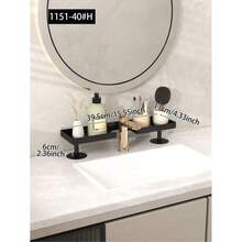Bathroom Sink Storage Rack, Modern Minimalist Washbasin Organizer, Suitable For Toiletries And Skincare Products, Strong Load-Bearing Capacity, Hollow Design, Suitable For Kitchen Sink And Bathroom Sink - Black - View 4