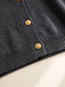 JIANHU Women's Loose Knit Cardigan With Detachable Scarf - Gold Button Cardigan, Casual & Warm For Christmas Holiday And Office Wear - Grey - View 10