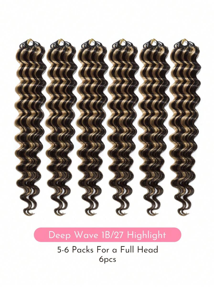 WOWANGEL 6 PCS 14-24 Inch Miracle Knots Crochet Human Hair, 1B/27 HighLight 100% P Human Hair, Multi-Texture Curly Human Hair Extensions Soft And SOFT Feather Crochet Hair, Suitable For Festivals, Parties, Daily Wear - S1/27 - View 1