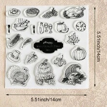 Thanksgiving Autumn Transparent Silicone Stamps, Turkey, Pumpkin, Rabbit, Autumn Text Pattern Rubber Stamps, Suitable For Greeting Card Making, Scrapbooking, DIY Paper Crafts - Thanksgiving-1 - View 23