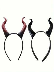 1/2pcs Devil Horn Headband, Horn Hair Hoop Decoration Headpiece, Party Performance Prop, Costume Accessory, Perfect For Halloween Party Decoration! Christmas Party Decoration! Gift For Friends, Family, Perfect Holiday Gift - Multicolor - View 12