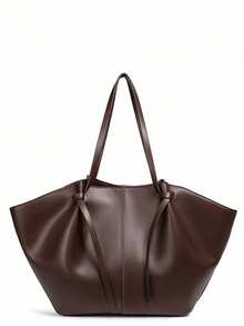 Dedoo Fashionable Large Capacity Trapezoid Designer Lock Clasp Women's Shoulder Bag Luxury PU Leather Handbag Premium Underarm Bag - Coffee - View 3