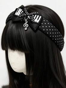 1pc Punk Polka Dot Hairband, Gothic Hairband, Y2K Hairband, Fashionable Multi-Purpose Accessories, Home Makeup Halloween Hair Accessory - Black - View 5