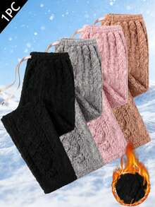 Women's Winter Sports Casual Fleece Pants, Suitable For Jogging, Cycling, Ball Games And Fitness Multi-Functional Long Pants - Black - View 2