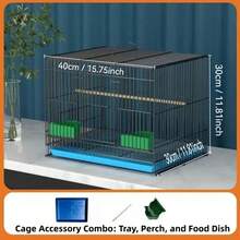 Foldable Metal Bird Cage With Tray, Food Bowl, Perch - Compact Design For Indoor Use, Suitable For Pigeons, Parrots, Finches And Other Small Birds, With Anti-Escape Welded Design, Convenient For Breeding And Cleaning, Space-Saving - Multicolor - View 16