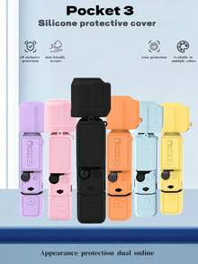 Kompatibel dengan bodi Osmo Pocket 3, casing pelindung silikon, penutup pelindung gimbal, pelindung lensa, penutup anti gores, casing pelindung anti benturan, pelindung silikon lembut, aksesori anti debu, aksesori cangkang kamera. - View 1