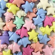 10PCS/30PCS Acrylic Colorful Christmas Hat Star Beads, Macaron Spring Color Star Beads, Suitable For Handmade DIY Beaded Pendants, Phone Chains, Jewelry And Craft Accessories - Colorful Christmas Hat Star - View 2